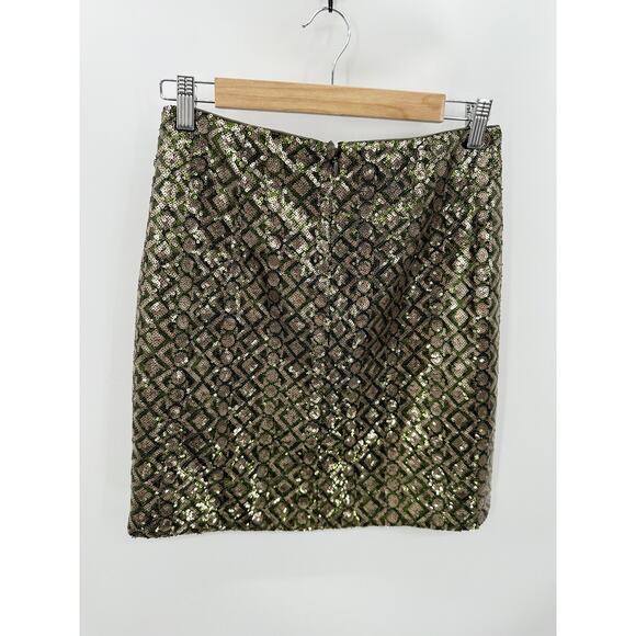 Banana Republic Mini Skirt Women Size 0 Green Sequin Concert Office Career - Picture 2 of 9